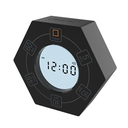 Home & Office Timer with Clock, 5,15, 30, 45, 60 Minute Preset Countdown Timer, Easy-to-Use Time Management Tool (Black) - color: Black - 5, 15, 30, 45, 60 Min