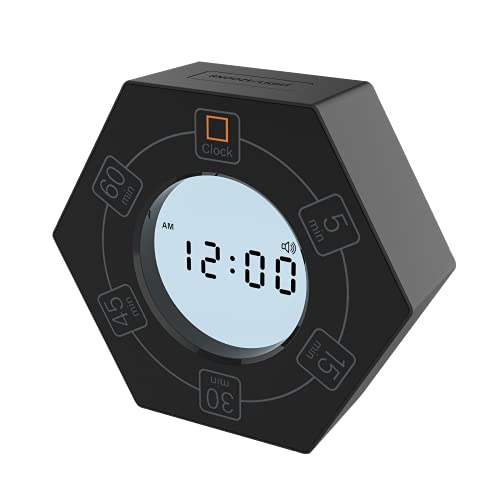 Home & Office Timer with Clock, 5,15, 30, 45, 60 Minute Preset Countdown Timer, Easy-to-Use Time Management Tool (Black) - color: Black - 5, 15, 30, 45, 60 Min