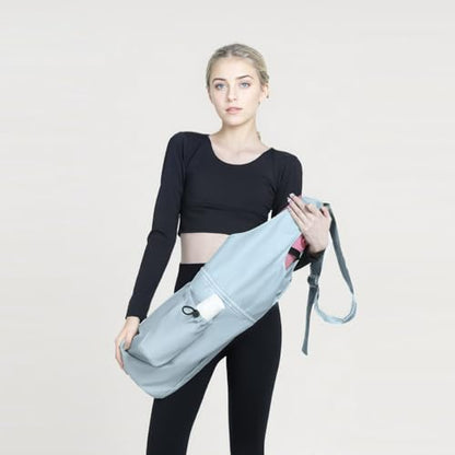 Yoga Mat Bag, with Protective Layer& Water Bottle Pocket and Big Wet Pocket & Yoga strap & Large Capacity,Stylish & Functional Fitness Mat And Essential items for Women & Men - color: blue