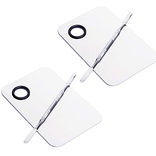 2 Pcs Stainless Steel Cosmetic Makeup Palette, Professional Cosmetic Mixing Makeup Palette Spatula Makeup Artist Tool, Beauty Salon Color Cream Mixing Palette With A Spatula Makeup Nail Art Palette - size: 2PCS