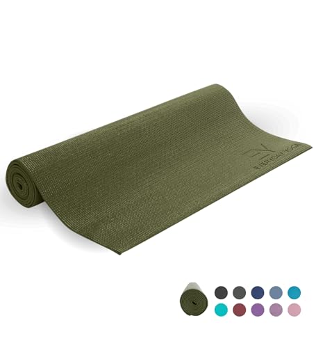 Everyday Yoga Deluxe Mat, Spacious 72"x24" Non-Slip, 3-5mm Extra Thick - color: Dark Olive, size: 3mm Thick