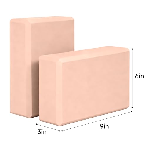 Leikefitness Yoga Blocks 2 Pack,Lightweight-High Density Eva Foam Soft Non-Slip for Yoga, Pilates, Meditation 9"×6"×3" - color: Pink