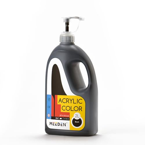 MEEDEN Black Acrylic Paint: Extra-Large 2L /67 oz Black Liquid Paint - Perfect for Acrylic Poured Paintings, Studio, Art Class, Wall Painting & Painting Party - color: Black
