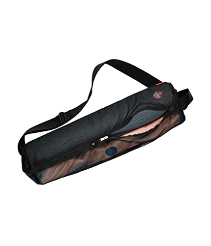Manduka Breathe Easy Full Zip Yoga Mat Carrier Bag – With Pocket, Adjustable Strap, Suitable for Most Yoga Mats - color: Black