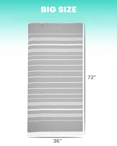 Antfuny 2 Packs Turkish Beach Towels Sand Free Quick Dry Oversized Bath Pool Swim Towel Extra Large XL Big Blanket Adult Travel Essentials Cruise Accessories Must Haves Clearance Vacation Stuff - color: Thinner Set Grey