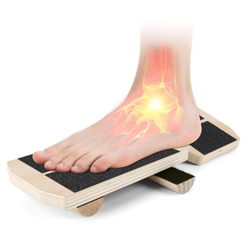 Ankle Foot Strengthener Exerciser for Sprained, Single Leg Balance Board for Sprained Ankle Recovery, Wood Foot Balance Trainer for Posture Corrector, Home Gym Fitness Equipment