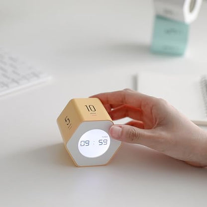 mooas Multi-Hexagon Clock Timer, Cube, Backlight, Countup/Down (Mint) | 6 Preset Times, Productivity Timer, 12/24H Clock, Battery Operated, Sound/Mute, Easy to Use, Exercise, Study, Cooking, Work - color: Mint