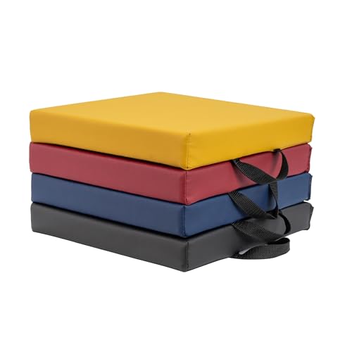 FDP SoftScape 12 inch Square Toddler Floor Cushions with Handles Flexible Seating for Daycare, Preschool, Playroom 1.5 inch Deluxe Foam (4-Piece) - Volcano - color: Volcano