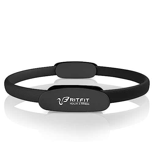 RitFit Pilates Ring 14 Inch Magic Fitness Circle for Inner Thigh Toning | Bonus Workout Guide & Storage Bag Included, Lightweight & Portable, Pilates Yoga Full Body Toning - style: Black