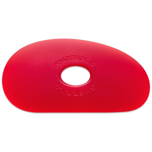 Mudtools Pottery Ribs – Shape 1 Polymer Rib (Red Very Soft), Kidney-Shaped Clay Shaping Tool (R1) - color: Red - Soft (R1)