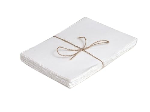 50 Pack Cotton Watercolor Paper with Deckle Edge 200 GSM Rough Textured Watercolor Paper for Writing - color: Off White, size: 8 X 6 Inches