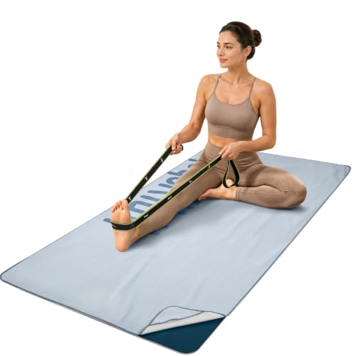 Gogokiwi Yoga Mat and Towel Set with Strap, 72 x 36 in, Non Slip Pilates - color: Ocean