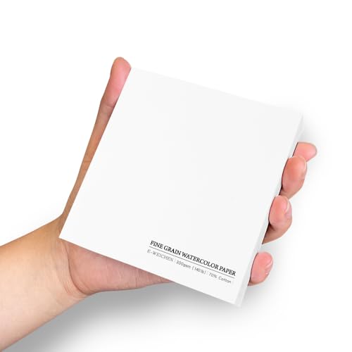 Tearable Square 3.9X3.9 300gsm Portable Fine Textures Watercolor Paper Pad Journal 40pgs (20 Sheets) Travel Size for Calligrapher Watercolour Sketch Book Notebook. White 1pc - color: 300gsm-FineTexture-Tearable White