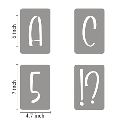 6 Inch Alphabet Letter Stencils for Painting - 42 Pack Letter and Number Stencil Templates with Signs for Painting on Wood, Reusable Letters and Numbers Stencils for Chalkboard Wood Signs & Wall Art - size: 6 Inch