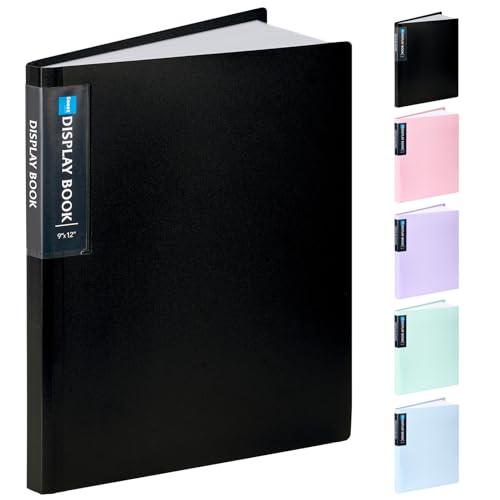 Sooez Art Portfolio 9"x12", 40 Pockets Large Display Folder with 80 Pages | Heavy Duty Presentation Book with Clear Sheet Protectors for Artwork Document Organizer Binder - color: Black, size: 9"x12" - 1 Pack