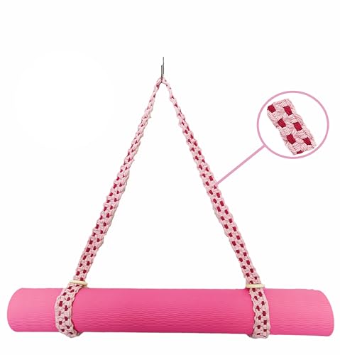 kiido Macrame Yoga Mat Carrying Strap [MAT NOT Included], Hand Woven Multi-use Strap/Carrier for Your Yoga Mat, Exercise Mat - color: Pink