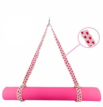 kiido Macrame Yoga Mat Carrying Strap [MAT NOT Included], Hand Woven Multi-use Strap/Carrier for Your Yoga Mat, Exercise Mat - color: Pink