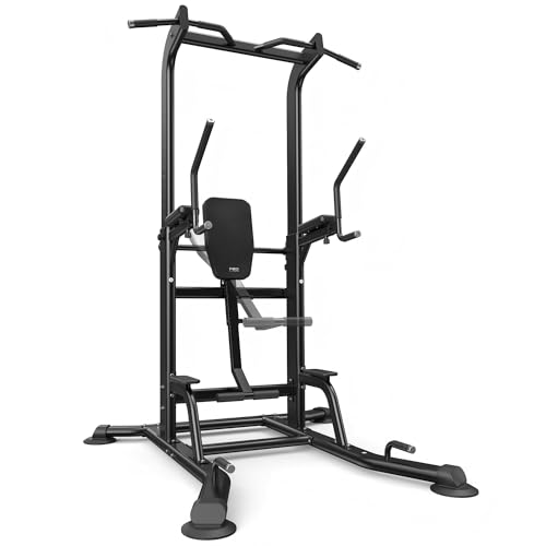 Heavy Duty Power Tower, Light Commercial Grade Steel Frame, 800 LBS Weight Capacity, Multi-Function Pull Up Bar & Dip Station with Crunch Leg Raise, Home Gym Gear for Back and Core Workout - color: Black-01