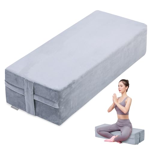 GOFORIT Yoga Bolster Pillow for Meditation and Support，Rectangular Meditation Pillow for Restorative Yoga，26.5"X9.5" X6" - color: Light Grey