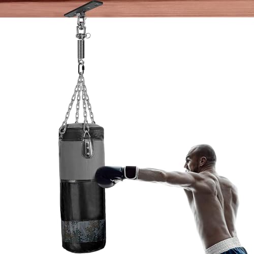 Dolibest Hammock Chair Hanging Kit, Heavy Duty Swing Hanger (180°+360° Rotation) with Spring for Indoor Outdoor Playground Hanging Swing, Hammock Chair, Punching Bags, Easy to Install - color: Black Swing Hanger With Spring