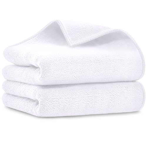 UNIMADE Salon Towels 2 Pack, Super Soft Microfiber Hand Towel | Highly Absorbent Hair-Drying Cloth for Gym, Bath, Spa Use and Home Beauty Care - White (16x29 inch) - color: White, size: 2PK