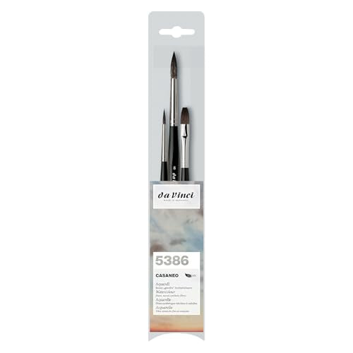 da Vinci Watercolor Series 5386 Casaneo Paint Brush Set, New Wave Synthetics, 3 Brush Set - style: Casaneo Starter Set