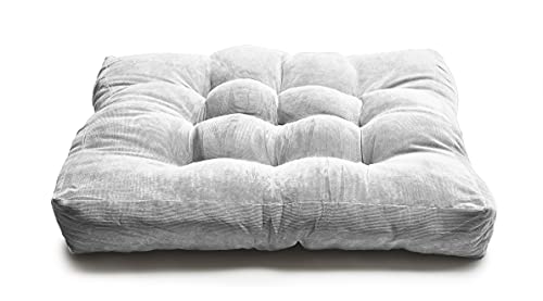 LANITI 24” Inch Extra Large Floor Cushions Tufted Floor Pillow for Adults Square Meditation Ultimate Comfort Oversized Pillows for Floor Cushion (Grey) - color: Light Grey