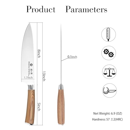 imarku 8 Inch Japanese SUS440A High Carbon Gyutou Chef Knife, Golden Handle | Stainless Steel Knife for Kitchen, Daily Cooking Prep, Ultra Sharp Edge, Balanced Grip, Birthday Gift for Chefs - color: Golden