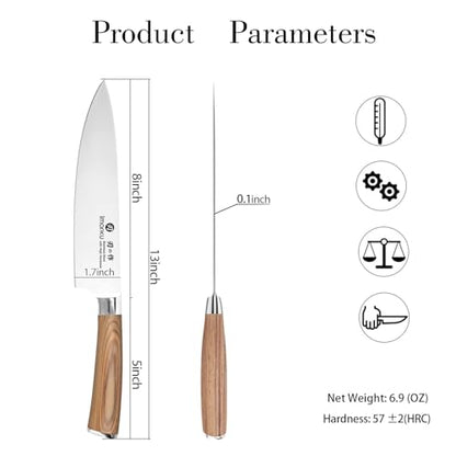imarku 8 Inch Japanese SUS440A High Carbon Gyutou Chef Knife, Golden Handle | Stainless Steel Knife for Kitchen, Daily Cooking Prep, Ultra Sharp Edge, Balanced Grip, Birthday Gift for Chefs - color: Golden