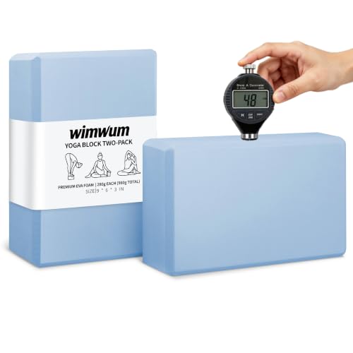 High Density EVA Yoga Blocks 2 Pack, 280g Pro-Level Exercise Brick (46-50 Shore C Firmness), Odor-Free & Non-Slip Foam Props for Yoga, Pilates & Stretching - color: ice blue