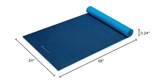 Gaiam Yoga Mat, Solid Color Non-Slip, 6mm - color: Navy/Blue, size: 68"L x 24"W x 6mm Thick
