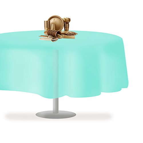 Aqua 1 Pack Premium Disposable Plastic Tablecloth 84" Inch Round Table Cover - color: Aqua, size: 1 Pack 84" Round