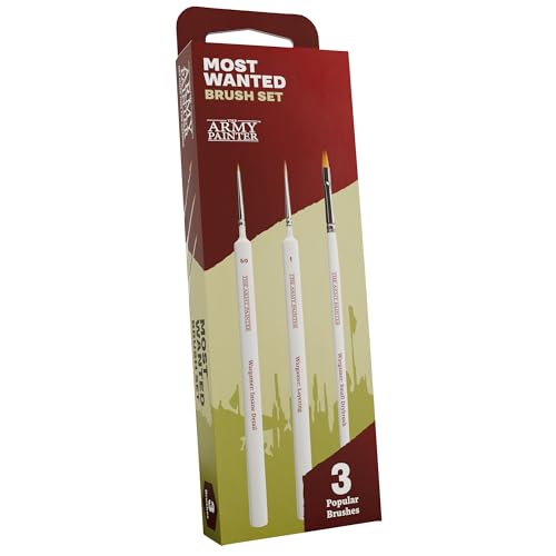 The Army Painter, Most Wanted Brush Set, 3 sizes Miniature Wargamer Brushes | 3 Brushes: Small Drybrush, Layering and Crazy Details – Set of handmade quality brushes made in Europe