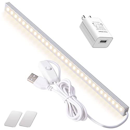 DWEPTU 12 Inch Under Cabinet Light, LED Light Bar, USB Powered, Cool White | 30 LEDs Bright Output, Magnetic Mount, No-Drill Installation for Kitchen, Closet, Shelf - color: Cool White