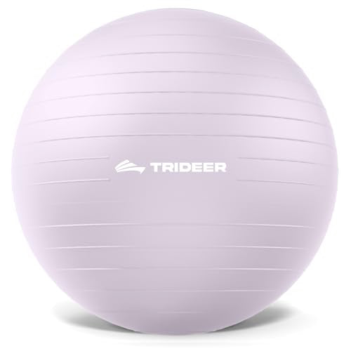 Trideer Exercise Ball, Stability Yoga Ball for Physical Therapy, Active Sitting, Pregnancy & Birth Labor Prep, Core Strength, Balance Training, Posture Improvement and Daily Stretching, 55/65/75cm - color: Light Purple, size: L(23-26ines/58-65cm)