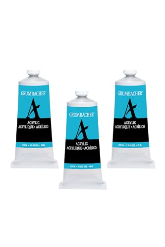 Grumbacher Permanent Blue Light Acrylic Paint, 90ml/3 oz. Metal Tube, 3-Pack - color: Permanent Blue Light