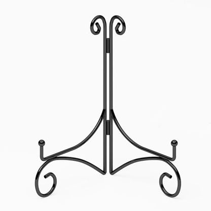10 Inch Display Plate Stand with Folding Design, Metal Plate Holder for Tables, Picture Easel for Home Decoration, Photo Frame Stand, Black, 2-Pack