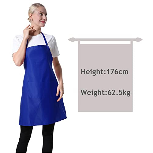 Total 15 PCS Dark Blue Bib Aprons Bulk for Women Men with 2 Front Pockets(Dark Blue-15pcs) - color: Dark Blue-15pcs