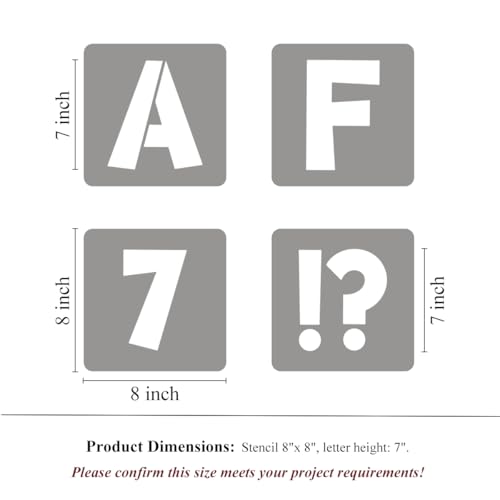 7 Inch Letter Stencils for Painting - 42 Pack Alphabet Letter and Number Stencil Templates with Signs for Painting, Reusable Letters Numbers Stencils for Chalkboard Wood Crafts & Wall Decor - size: 7 Inch