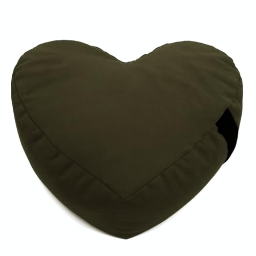 Heart Shaped Zafu Meditation Pillow for Yoga - Organic Buckwheat Filled Valentines Heart Pillow - Zen Kneeling Prayer Pad for Sitting on Floor, Yoga Cushion - Made in USA - 14"X16", Earth - color: Earth, size: Heart Shaped