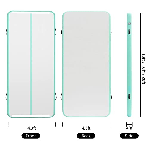 XHYCPY Inflatable Air Gymnastics Mat 10ft/13ft/16ft/20ft Tumbling Mat with Electric Pump 4.3ft Extra Wide 4 Inches Thich Tumble Track for Home Use/Training/Cheerleading/Yoga/Water
