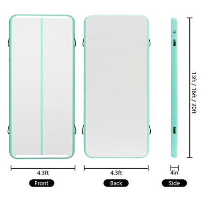 XHYCPY Inflatable Air Gymnastics Mat 10ft/13ft/16ft/20ft Tumbling Mat with Electric Pump 4.3ft Extra Wide 4 Inches Thich Tumble Track for Home Use/Training/Cheerleading/Yoga/Water