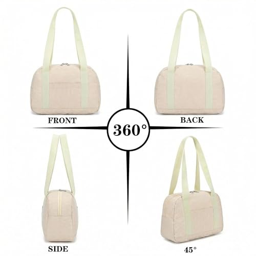 Mini Gym Bag for Women Girl 12 inch Small Gym Tote Lightweight Carry On Bag - color: Beige