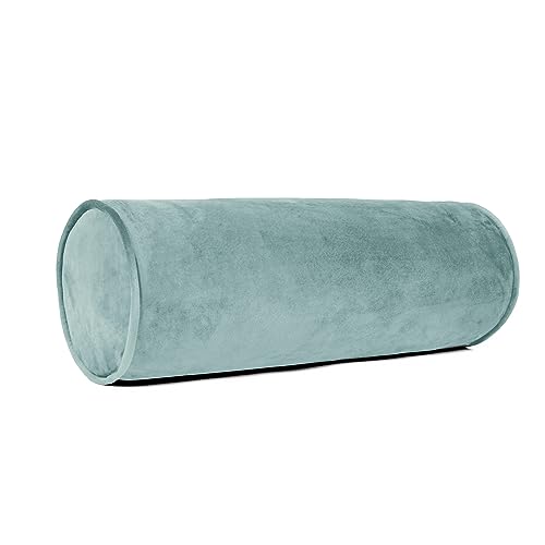 Sherry Kline Velvet Set of 2 Neck Bolster Pillow, Made with Plush Velvet, Cylinder Pillows, for Couch & Bed, Decorative Round Throw Pillow, Back & Neck Support (Set of 2, Sage) - color: Sage