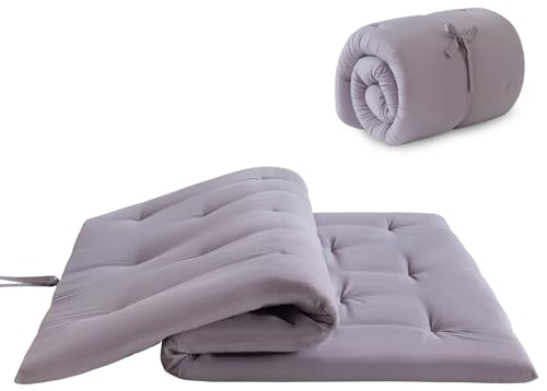 Mollydot Japanese Floor Futon Mattress Full Size 54"x 75", Foldable Bed Mattress, Portable Tatami Mat Sleeping Pad, Folding Futon Cushion, Roll Up Floor Lounger for Guest Room Dormitory (Grey) - color: Grey, size: Full(75"l X 54"w X 2.5"th)
