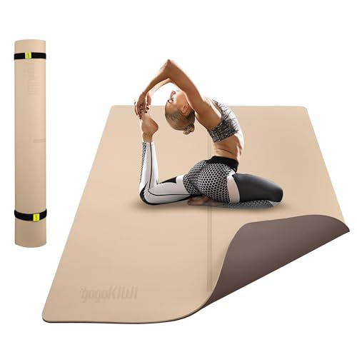 Gogokiwi Large Yoga Mat (6'x4') – 1/4" & 1/2" Thick Exercise Mats for Home Workout, Extra Wide Workout Mats for Home Gym, Yoga, Pilates, Stretching, Floor & More - color: Sand Beige, size: Extra Cushion (1/2 Inch Thick)