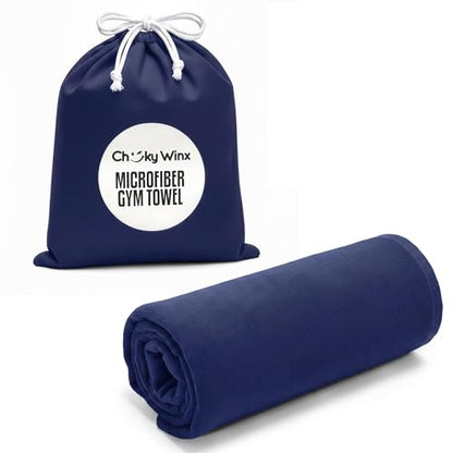 CHEEKY WINX Microfiber Gym Towel – Highly Absorbent Microfiber Sweat Towel, Quick-Dry Lightweight Design, Odour-Resistant Fabric, Matching Carry Bag, Navy Blue, Regular (90 x 50 cm) - color: Navy Blue, size: Regular