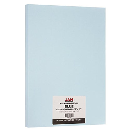 JAM PAPER Extra Heavy Weight 110lb Cardstock - 11 x 17 Tabloid Coverstock - Blue - 50 Sheets/Pack - color: Blue, size: 11" x 17"