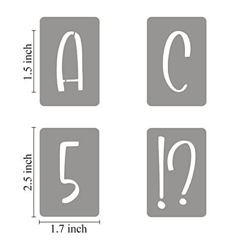 1.5 Inch Alphabet Letter Stencils for Painting - 42 Pack Letter and Number Stencil Templates with Signs for Painting on Wood, Reusable Letters and Numbers Stencils for Chalkboard Wood Signs & Wall Art - size: 1.5 Inch