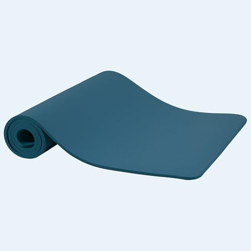 Fitvids Yoga Mat, 1/2-Inch Extra Thick High Density Exercise Mat, Anti-Tear Exercise Yoga Mat with Carrying Strap, Suitable for Various Yoga Exercises - color: Navy Blue